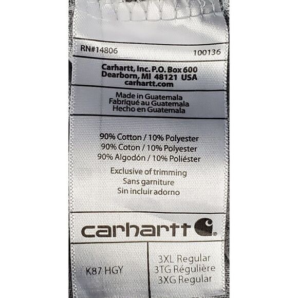 Carhartt Pocket Tee Original Fit 3XL Gray Short Sleeve Utility Outdoor FLAW - Picture 8 of 11